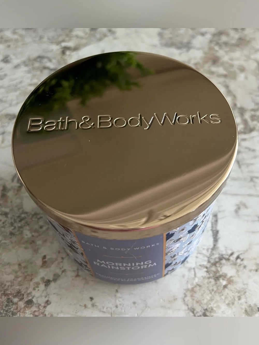 Bath & Body Works 3-Wick candles — NEW Morning Rainstorm and LIKE NEW Oceanside